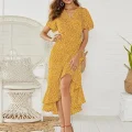 Boho Chic: Summer Maxi Dress - Floral Print, V-Neck, Bohemian Style