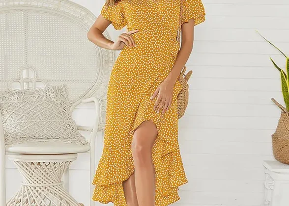 Boho Chic: Summer Maxi Dress - Floral Print, V-Neck, Bohemian Style