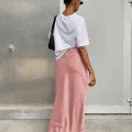 Obsidian - Elegant Black Satin Trumpet Skirt for Women