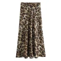 Leopard Charm - Elegant High-Waist Leopard Print Skirt for Women