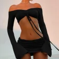 Night Out Crop & Skirt Duo - Sexy Ruched Two-Piece Set for Women