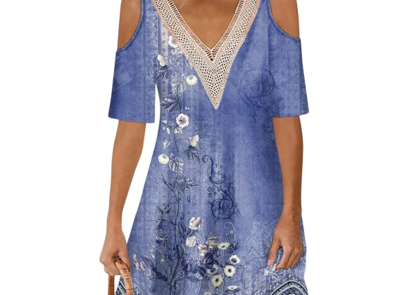 Vivienne Off-Shoulder V-Neck Dress with Lace Collar
