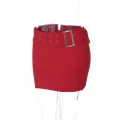 Urban Elegance: Chic Women's Belted Bodycon Mini Skirt