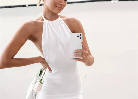 Nuit Blanche: Elegant Women’s Sleeveless Backless Mini Dress for Summer 2024