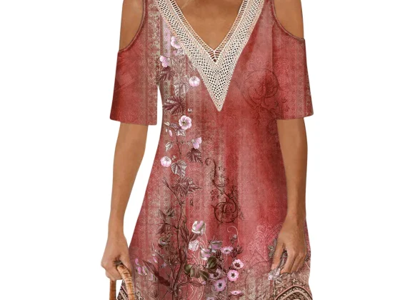 Vivienne Off-Shoulder V-Neck Dress with Lace Collar