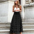 Boho Chic Multilayer Ruffle Skirt | High Waist Maxi Tulle Skirt for Effortless Elegance