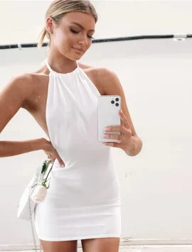 Nuit Blanche: Elegant Women’s Sleeveless Backless Mini Dress for Summer 2024