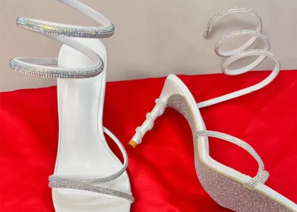 Empress Luxury Crystal Snake Coiled Sandals | Sexy Stiletto Gladiator Heels for Summer Parties and Prom