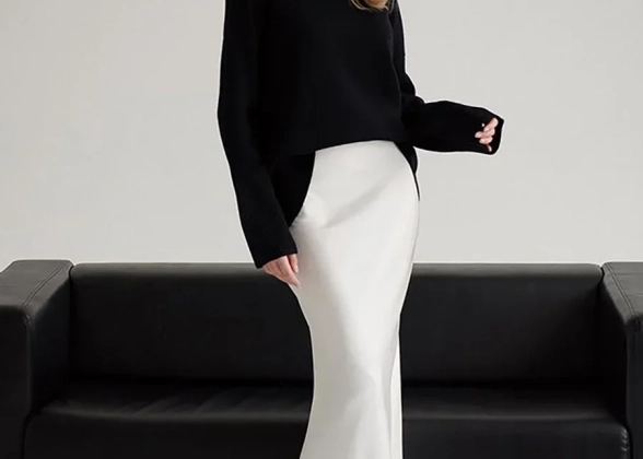 Eloria - Satin High-Waist Fishtail Maxi Skirt