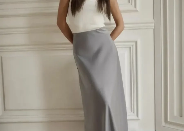Eloria - Satin High-Waist Fishtail Maxi Skirt