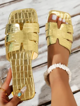 Aurora Women’s Summer Luxury Sandals – Fashionable Gold Slippers