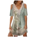 Vivienne Off-Shoulder V-Neck Dress with Lace Collar