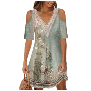 Vivienne Off-Shoulder V-Neck Dress with Lace Collar