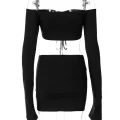 Night Out Crop & Skirt Duo - Sexy Ruched Two-Piece Set for Women