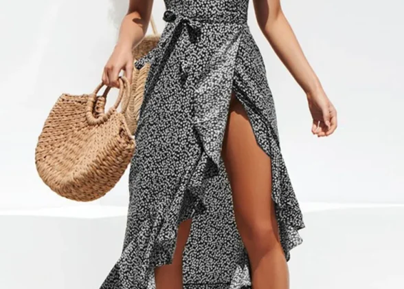 Boho Chic: Summer Maxi Dress - Floral Print, V-Neck, Bohemian Style