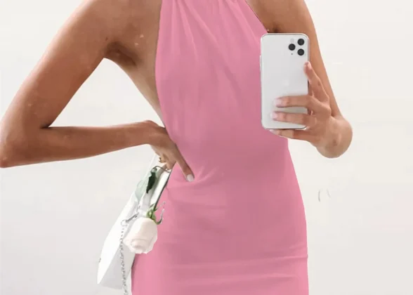 Nuit Blanche: Elegant Women’s Sleeveless Backless Mini Dress for Summer 2024