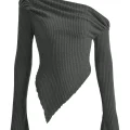 Chic Asymmetry Off-Shoulder Crop Top | Trendy Asymmetrical Tee for Women