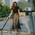 Leopard Charm - Elegant High-Waist Leopard Print Skirt for Women