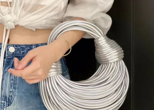 LuxeKnot – Exquisite Handwoven Noodle Evening Clutch for the Modern Woman