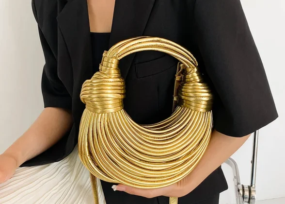 LuxeKnot – Exquisite Handwoven Noodle Evening Clutch for the Modern Woman
