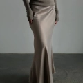 Eloria - Satin High-Waist Fishtail Maxi Skirt