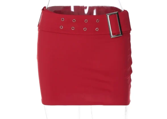 Urban Elegance: Chic Women's Belted Bodycon Mini Skirt