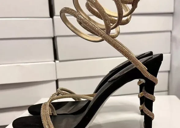 Empress Luxury Crystal Snake Coiled Sandals | Sexy Stiletto Gladiator Heels for Summer Parties and Prom