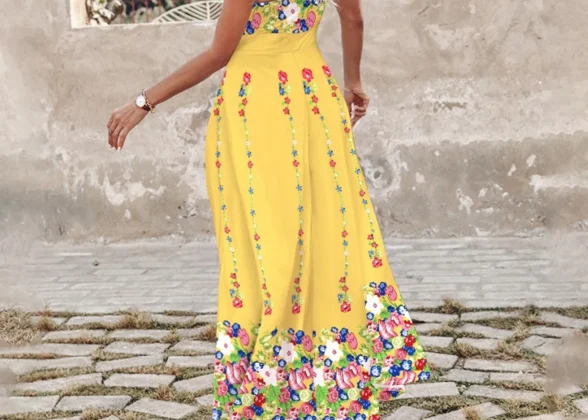Summer Charm: Vibrant Bohemian Spaghetti Strap Dress - A Must-Have for Summer 2024