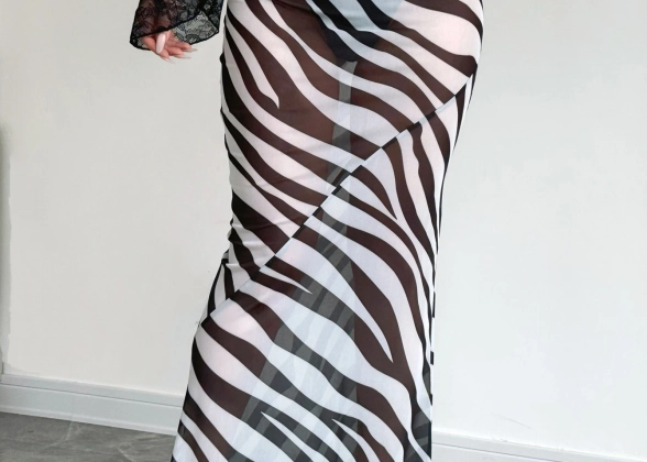 Wildera - Zebra Print Maxi Skirt for Women