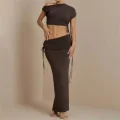 Boho Bandage Maxi Ensemble: Y2K Streetwear Two-Piece Dress Set for Women