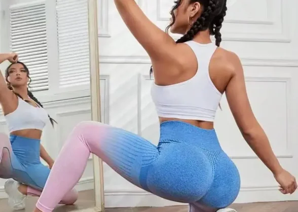 AeroFit Yoga Leggings - Seamless Gradient Push-Up Pants for Women
