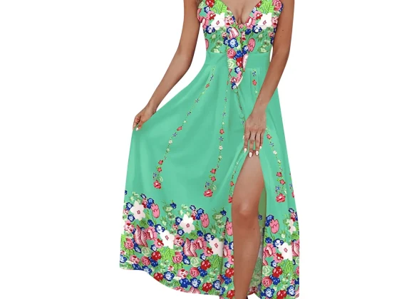 Summer Charm: Vibrant Bohemian Spaghetti Strap Dress - A Must-Have for Summer 2024