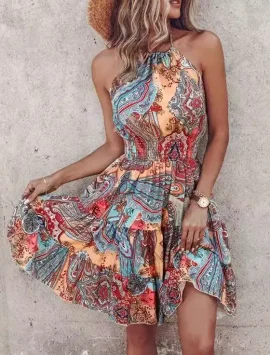 Eden Bloom Floral Print Mini Dress | Stylish Summer Halter Dress