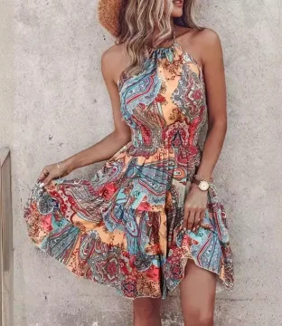 Eden Bloom Floral Print Mini Dress | Stylish Summer Halter Dress