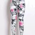 Rebel Rose Leggings: Floral & Skull Print Slim-Fit Tights for Bold Fashion