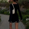Elegra Knit Mini Dress - Ruffled High Waist Slim Summer Party Dress