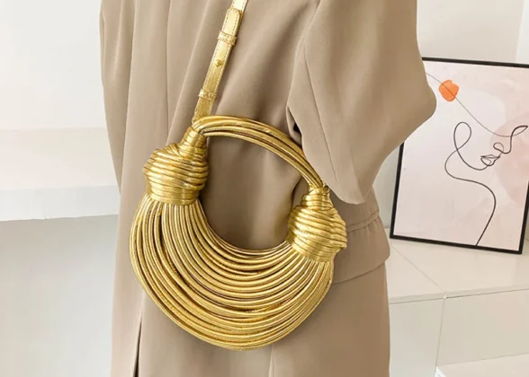 LuxeKnot – Exquisite Handwoven Noodle Evening Clutch for the Modern Woman