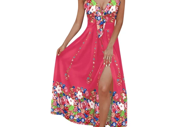 Summer Charm: Vibrant Bohemian Spaghetti Strap Dress - A Must-Have for Summer 2024