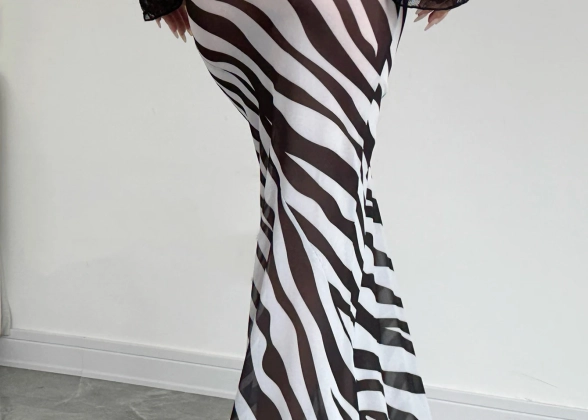 Wildera - Zebra Print Maxi Skirt for Women