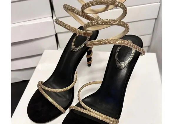 Empress Luxury Crystal Snake Coiled Sandals | Sexy Stiletto Gladiator Heels for Summer Parties and Prom