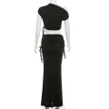Boho Bandage Maxi Ensemble: Y2K Streetwear Two-Piece Dress Set for Women