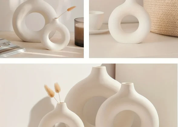 NovaVase – Modern White Ceramic Vase for Home Decor and Floral Arrangements