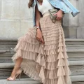 Boho Chic Multilayer Ruffle Skirt | High Waist Maxi Tulle Skirt for Effortless Elegance