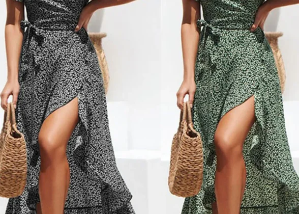 Boho Chic: Summer Maxi Dress - Floral Print, V-Neck, Bohemian Style