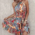 Eden Bloom Floral Print Mini Dress | Stylish Summer Halter Dress
