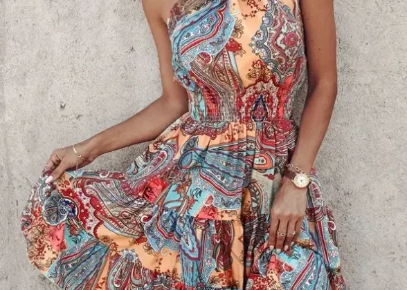 Eden Bloom Floral Print Mini Dress | Stylish Summer Halter Dress