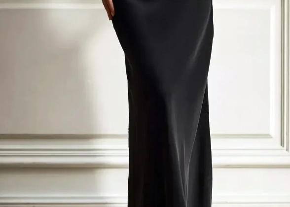Eloria - Satin High-Waist Fishtail Maxi Skirt