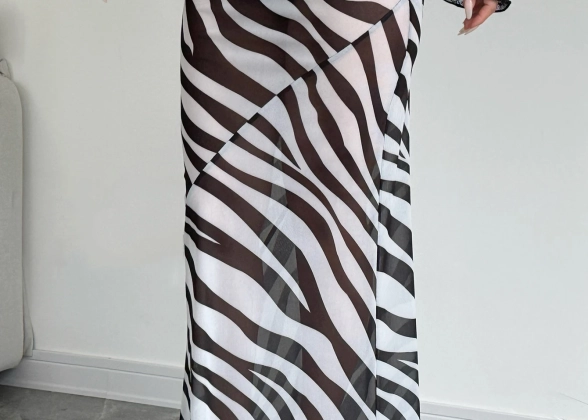 Wildera - Zebra Print Maxi Skirt for Women