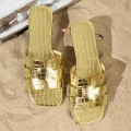 Aurora Women's Summer Luxury Sandals - Fashionable Gold Slippers