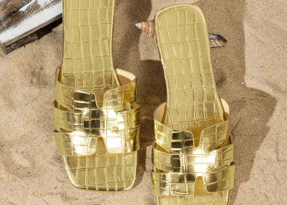 Aurora Women's Summer Luxury Sandals - Fashionable Gold Slippers